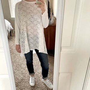 Comfy USA Lace Eyelet High Low Baseball Raglan